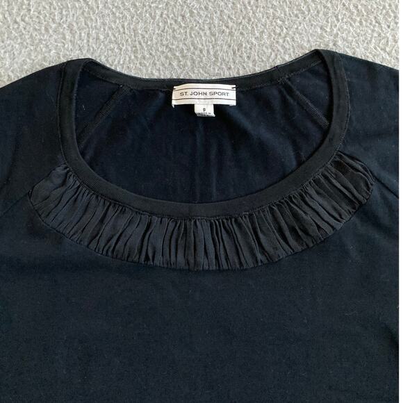 St. John Sport Top Small Short Sleeve Round Neck Raglan T Shirt Black Classic - Picture 2 of 12